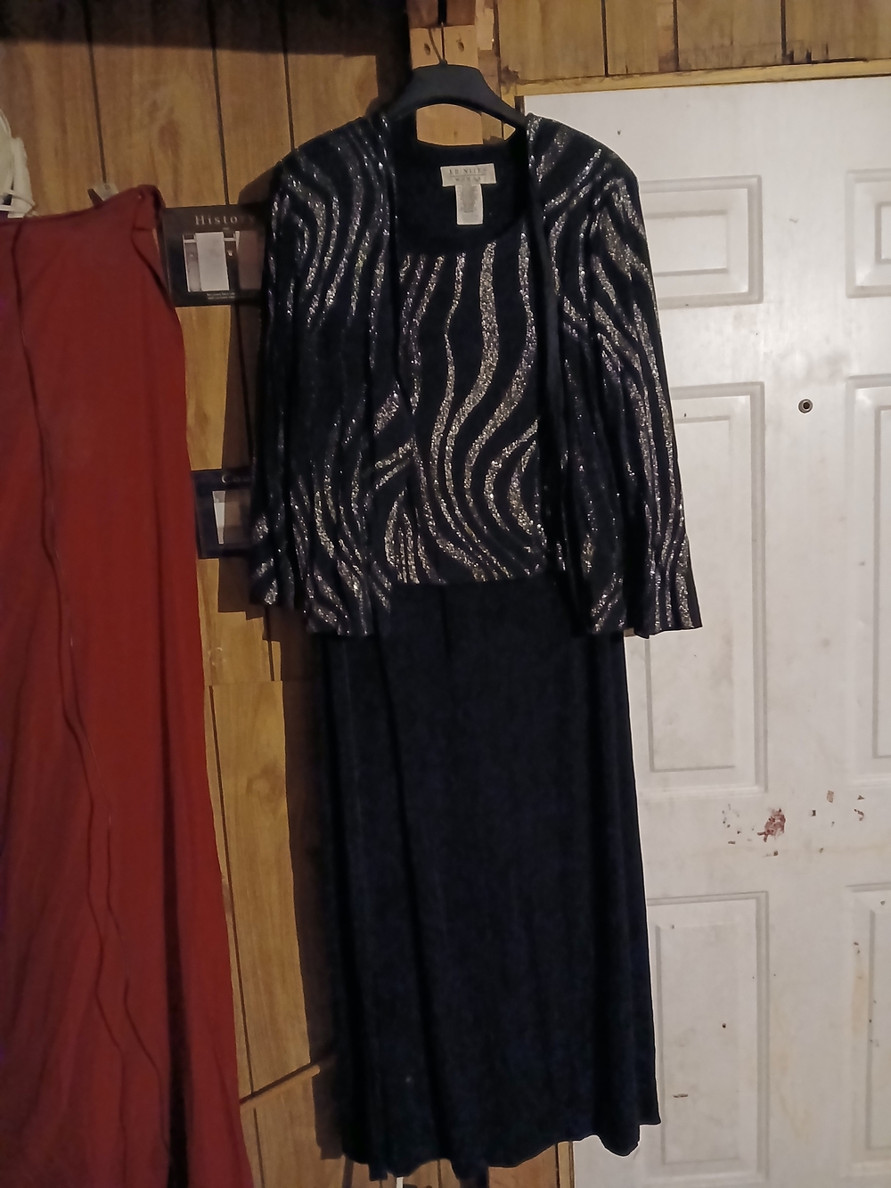 Vintage J. R. Nites Elegant Metallic Accent Black Women’s Dress And Jacket